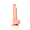Dildo Curved com Testículos 7"/18 cm Pele Clara