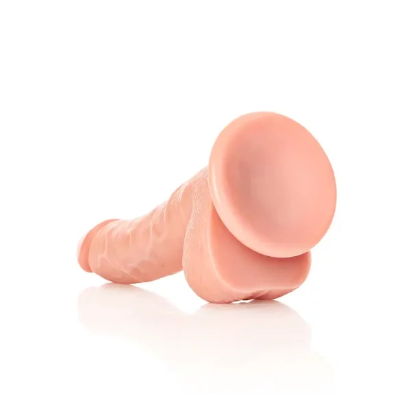 Dildo Curved com Testículos 7"/18 cm Pele Clara