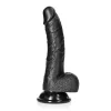 Dildo Curved com Testículos 7"/18 cm Preto