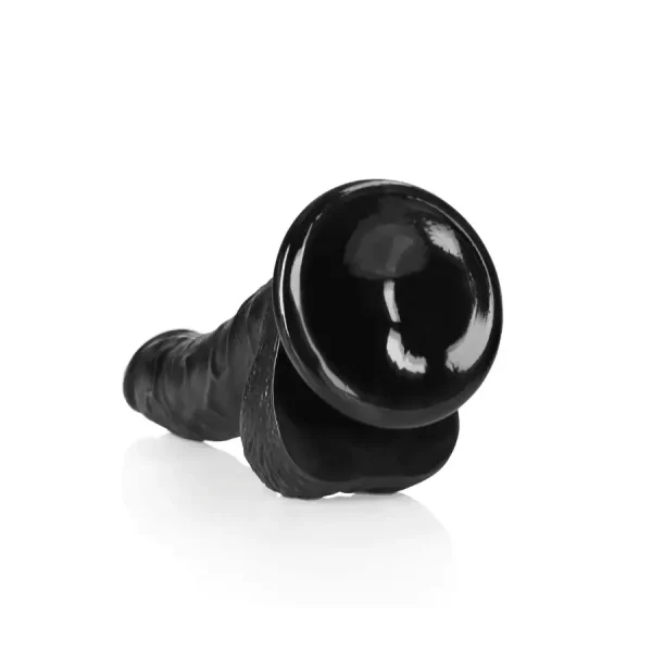 Dildo Curved com Testículos 7"/18 cm Preto