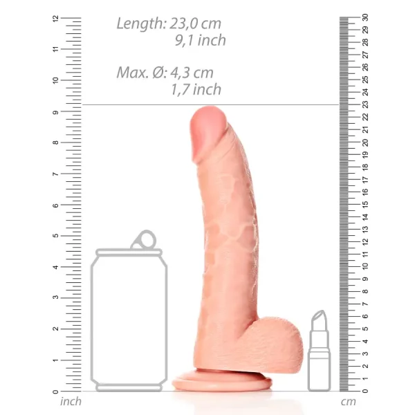 Dildo Curved com Testículos 8"/20,5 cm Pele Clara