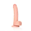 Dildo Curved com Testículos 8"/20,5 cm Pele Clara