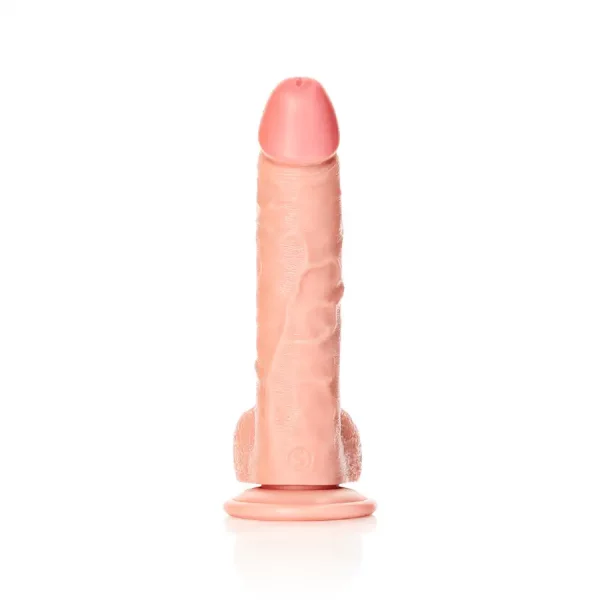 Dildo Curved com Testículos 8"/20,5 cm Pele Clara