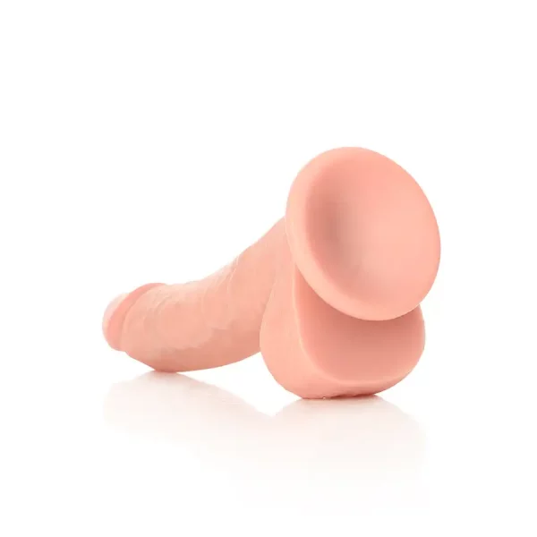 Dildo Curved com Testículos 8"/20,5 cm Pele Clara