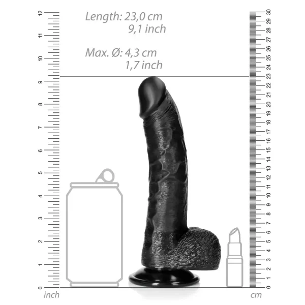 Dildo Curved com Testículos 8"/20,5 cm Preto