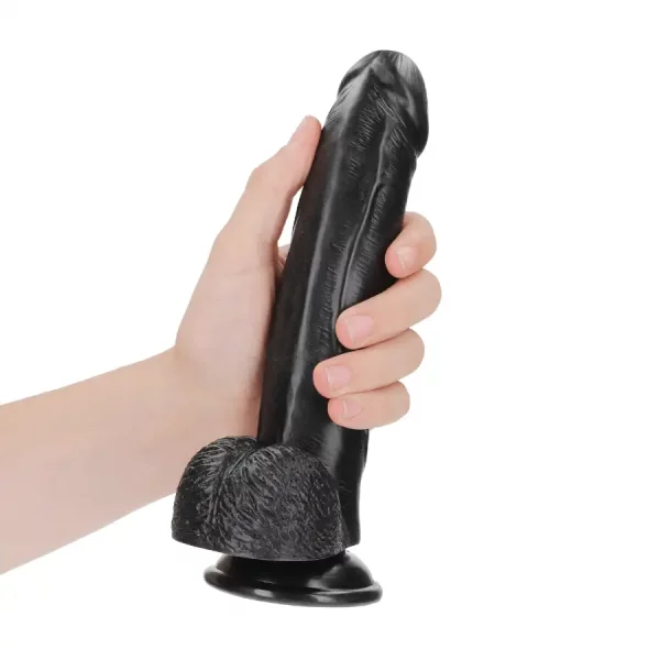 Dildo Curved com Testículos 8"/20,5 cm Preto