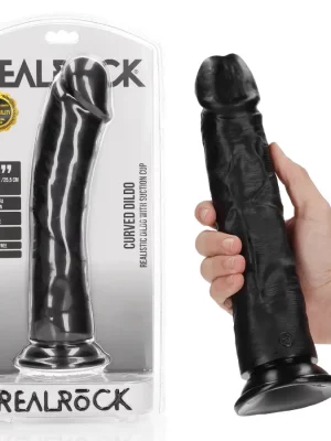 Dildo Curved sem Testículos 10"/25,5 cm Preto