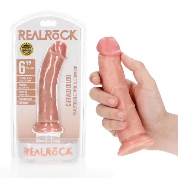 Dildo Curved sem Testículos 6"/15,5 cm Pele Clara