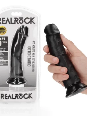 Dildo Curved sem Testículos 6"/15,5 cm Preto