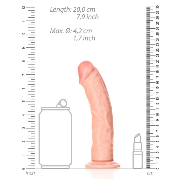 Dildo Curved sem Testículos 7"/18 cm Pele Clara