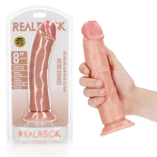 Dildo Curved sem Testículos 8"/20,5 cm Pele Clara