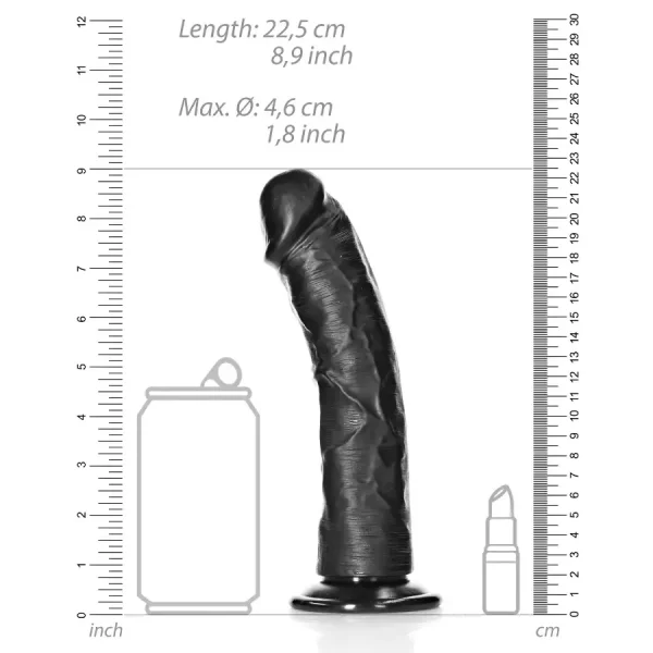 Dildo Curved sem Testículos 8"/20,5 cm Preto