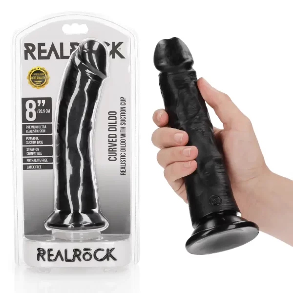 Dildo Curved sem Testículos 8"/20,5 cm Preto