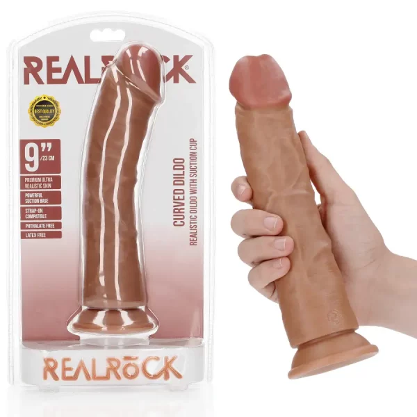 Dildo Curved sem Testículos 9"/23 cm Mulato