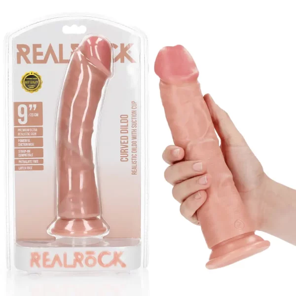 Dildo Curved sem Testículos 9"/23 cm Pele Clara