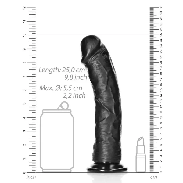 Dildo Curved sem Testículos 9"/23 cm Preto