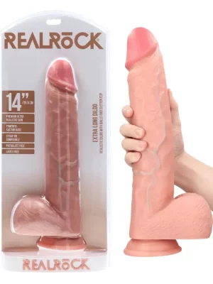 Dildo Extra Longo 35 cm com Testículos Pele Clara