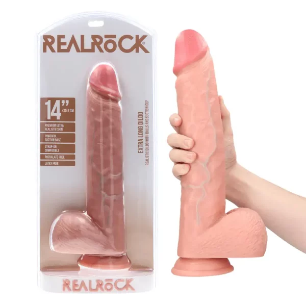 Dildo Extra Longo 35 cm com Testículos Pele Clara