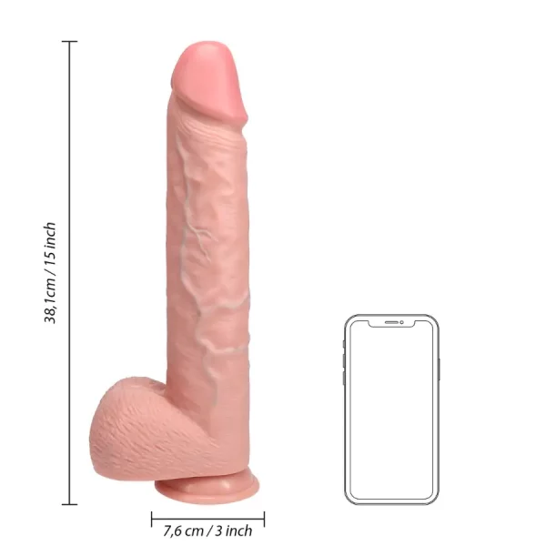 Dildo Extra Longo 38 cm com Testículos Pele Clara