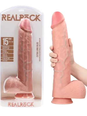 Dildo Extra Longo 38 cm com Testículos Pele Clara