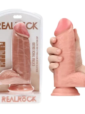 Dildo Extra Thick com Testículos 8"/20,3 cm Pele Clara