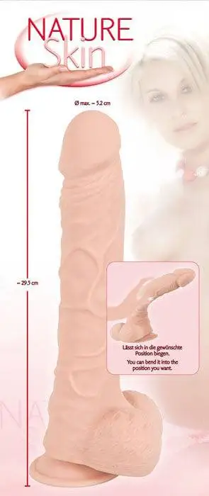Dildo Flexível Nature Skin Bendable Grande 29 cm Natural