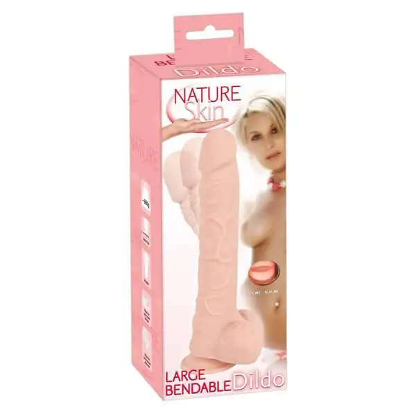 Dildo Flexível Nature Skin Bendable Grande 29 cm Natural