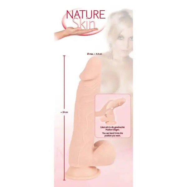 Dildo Flexível Nature Skin Bendable Médio 23 cm Natural
