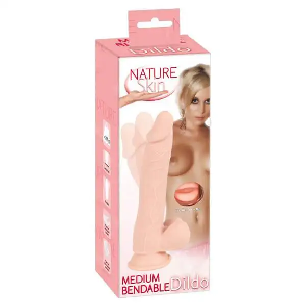 Dildo Flexível Nature Skin Bendable Médio 23 cm Natural