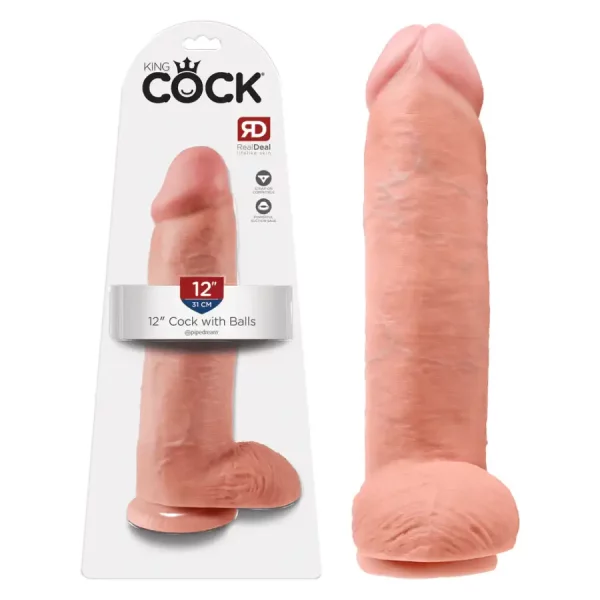 Dildo King Cock com testículos 30,5 cm. Natural