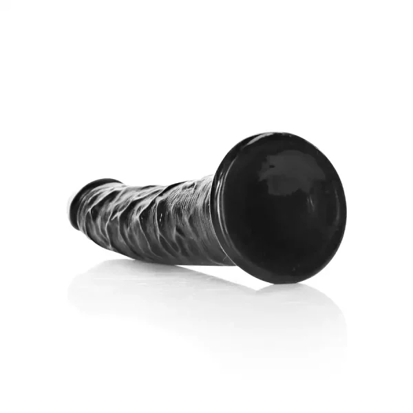 Dildo Preto Slim sem Testículos 15,5 cm.