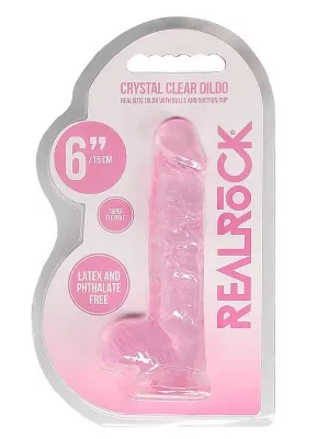 Dildo RealRock Crystal Clear 15 cm Rosa