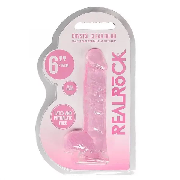 Dildo RealRock Crystal Clear 15 cm Rosa