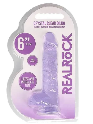 Dildo RealRock Crystal Clear 15 cm Roxo