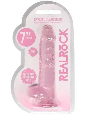Dildo RealRock Crystal Clear 17 cm Rosa