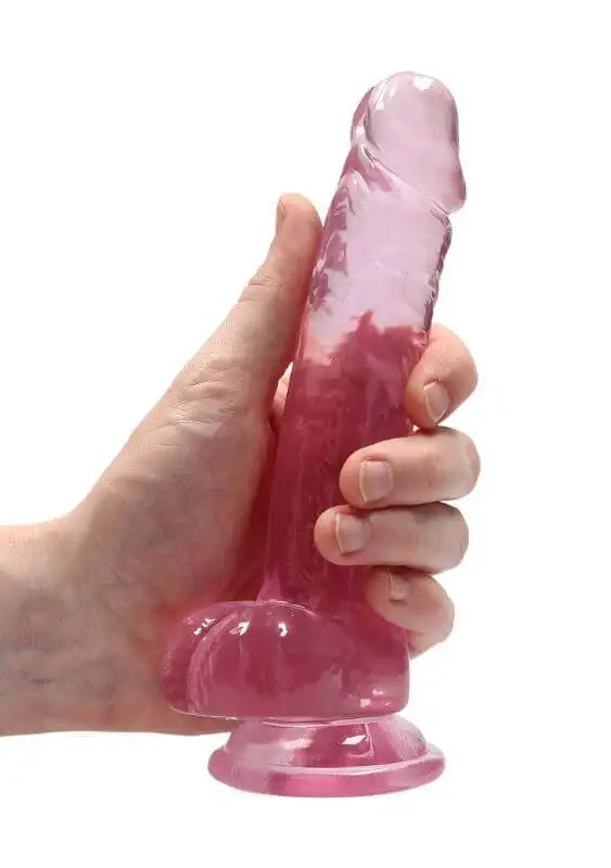 Dildo RealRock Crystal Clear 17 cm Rosa