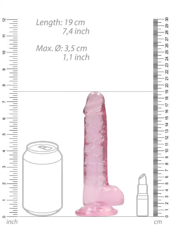 Dildo RealRock Crystal Clear 17 cm Rosa