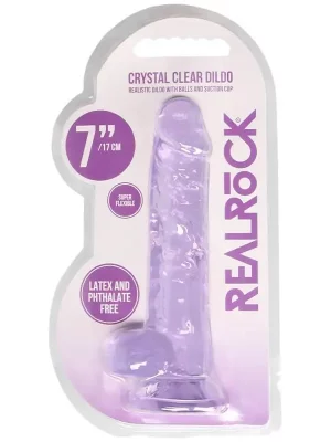 Dildo RealRock Crystal Clear 17 cm Roxo