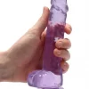 Dildo RealRock Crystal Clear 17 cm Roxo