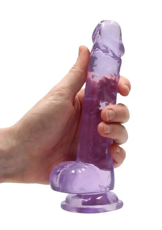 Dildo RealRock Crystal Clear 17 cm Roxo