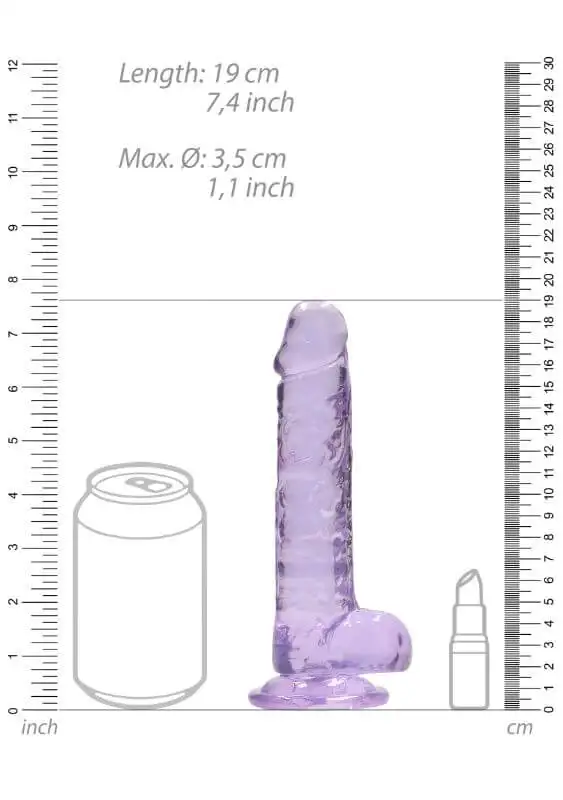 Dildo RealRock Crystal Clear 17 cm Roxo