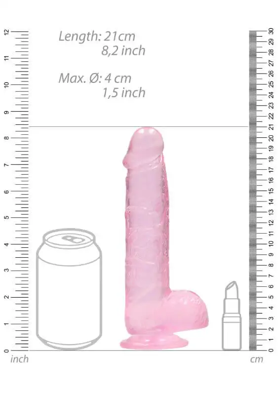 Dildo RealRock Crystal Clear 19 cm Rosa