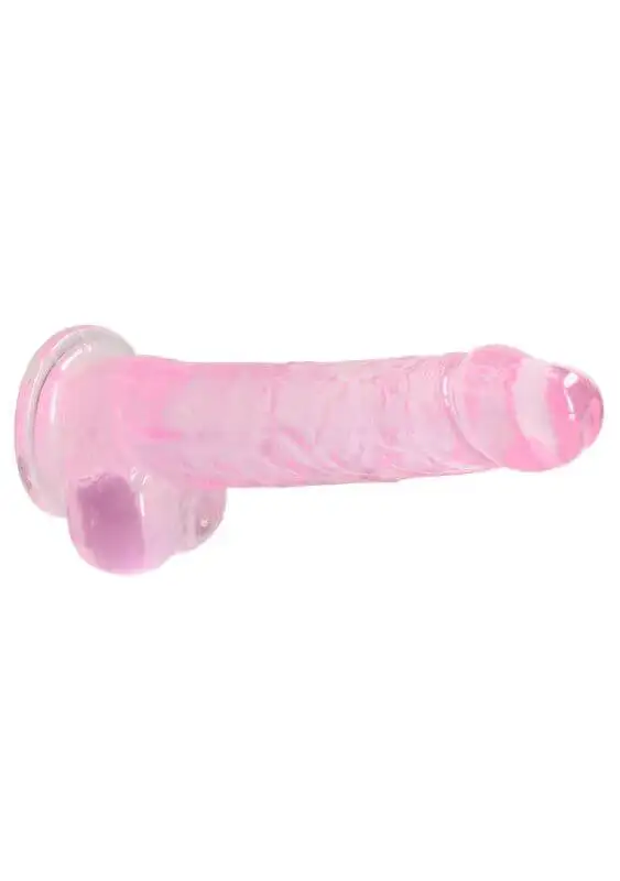 Dildo RealRock Crystal Clear 19 cm Rosa