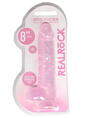 Dildo RealRock Crystal Clear 19 cm Rosa