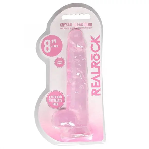Dildo RealRock Crystal Clear 19 cm Rosa