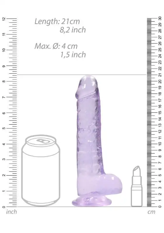 Dildo RealRock Crystal Clear 19 cm Roxo