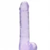 Dildo RealRock Crystal Clear 19 cm Roxo
