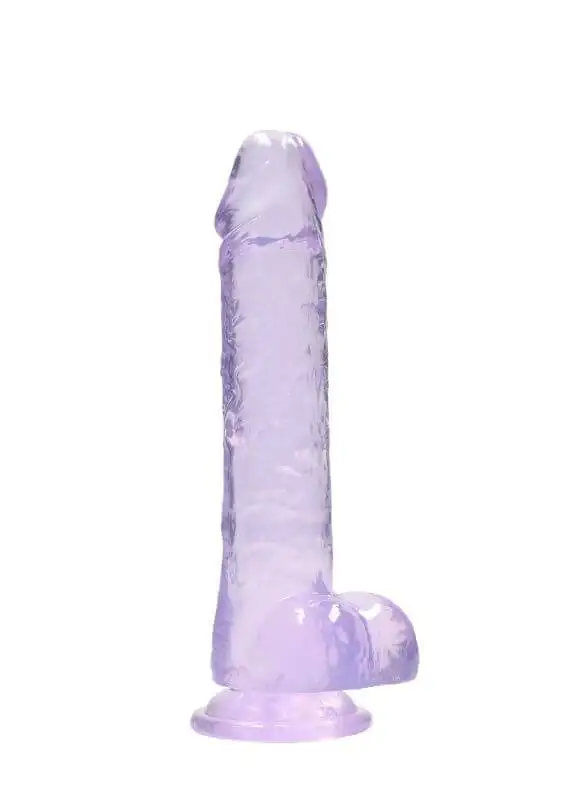 Dildo RealRock Crystal Clear 19 cm Roxo