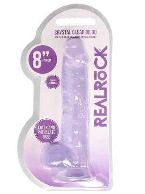 Dildo RealRock Crystal Clear 19 cm Roxo