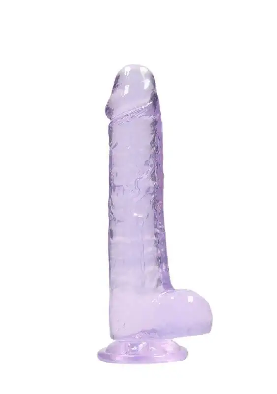 Dildo RealRock Crystal Clear 19 cm Roxo